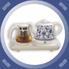 1.2L pyrex clear glass ceramic electric tea kettle set with glass teapot set