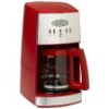 red drip coffee maker with digital display